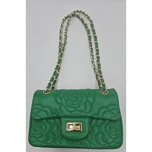 Tiffany & Fred Paris Quilted Sheepskin Leather‎ Crossbody Women's Green